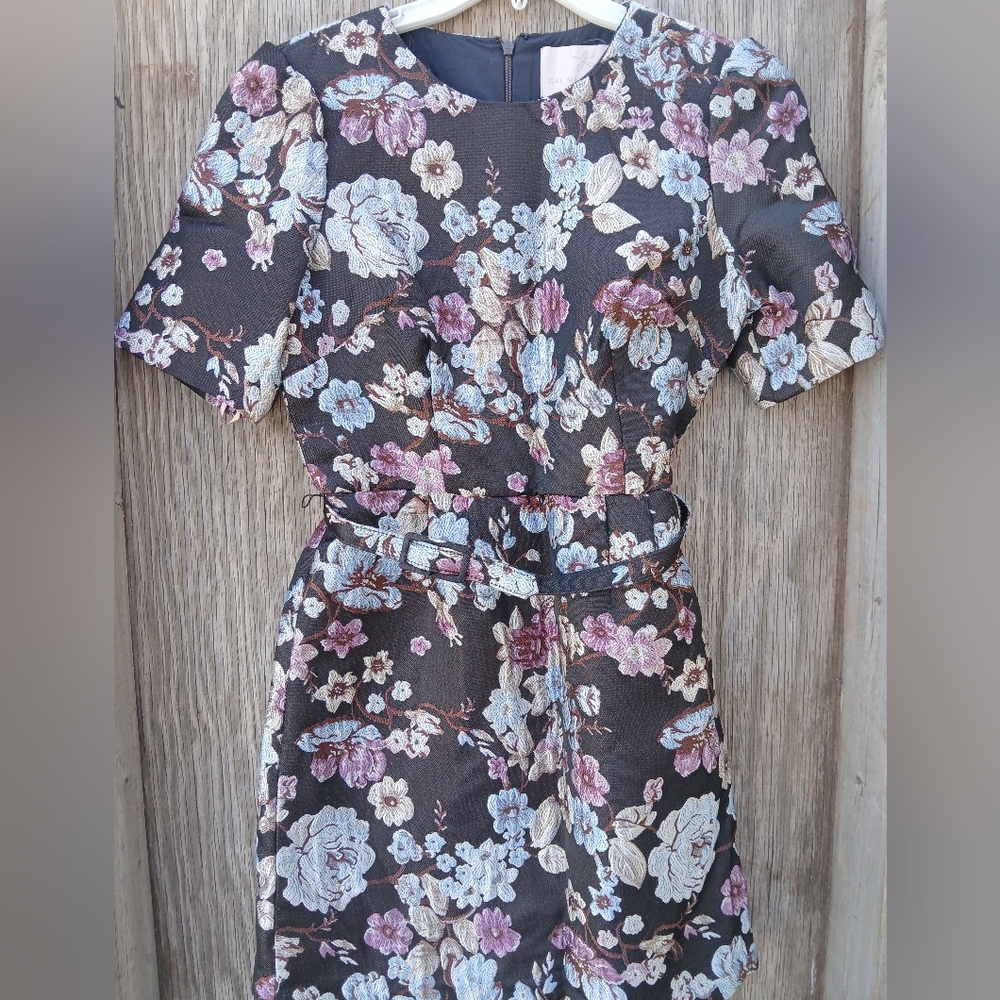 Gal Meets Glam Presley Dress, Floral Jacquard Brocade, Size 4